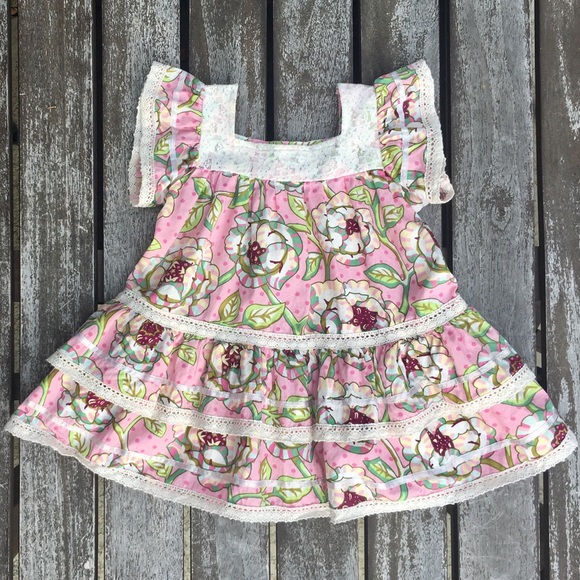 Mustard Pie Other - 3T Mustard Pie Pink and Cream Lace Layer Dress